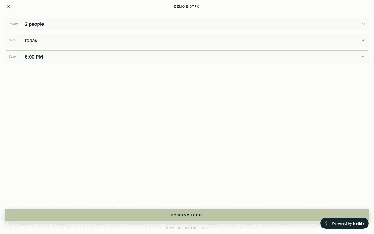 TableKit booking widget